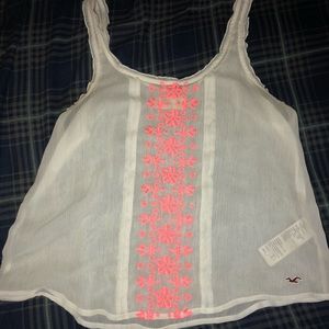 Sheer, white, hollister, tank top